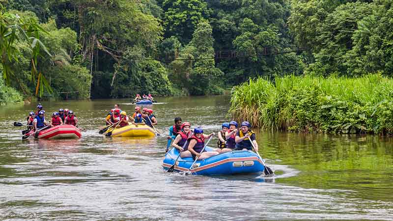 rafting the river on the group